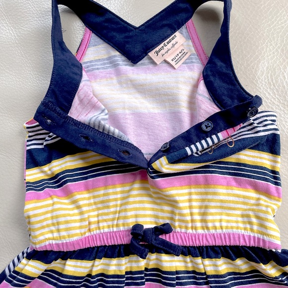 4/5 NWOT Juicy Couture Sleeveless Henley Halter Dress, Pink Navy Yellow Stripes - Picture 8 of 12